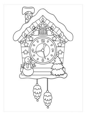 Saat boyama sayfası,  coloring page, Kış Saati, 