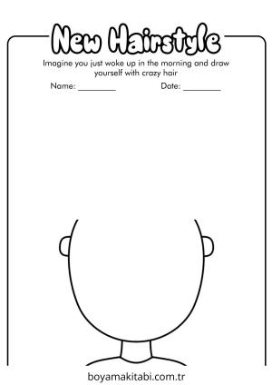 Saç boyama sayfası – PDF indir, sevimli karakter