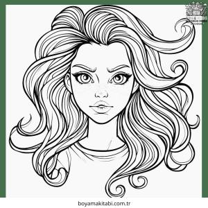 Saç boyama sayfası – basit çizim, kolay boyama