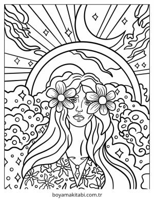 Saç boyama sayfası – PDF indir, sevimli karakter