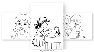 Sağlıklı Alışkanlıklar boyama sayfası – renkli çizimler, okul öncesi