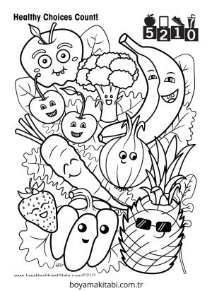 Sağlıklı Alışkanlıklar boyama sayfası – sanatsal çalışma, çocuklar için