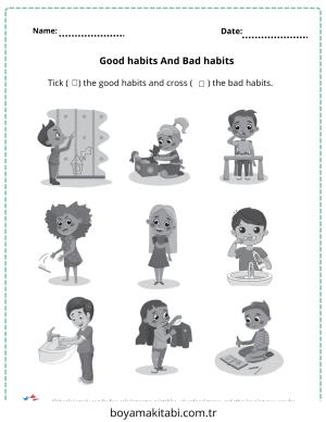 Sağlıklı Alışkanlıklar boyama sayfası – çocuk aktivitesi, PDF indir