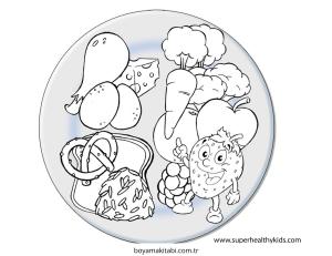 Sağlıklı Alışkanlıklar boyama sayfası – çocuklar için, çizgi film temalı