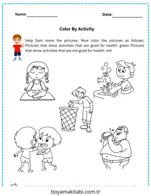 Sağlıklı Alışkanlıklar boyama sayfası – basit çizim, kolay boyama