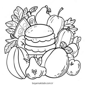 Sağlıklı Alışkanlıklar boyama sayfası – basit çizim, kolay boyama