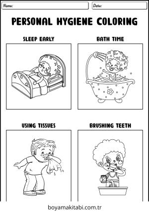 Sağlıklı Alışkanlıklar boyama sayfası – boyama çalışması, yaratıcılığı geliştirir