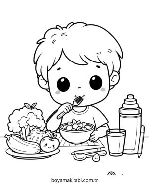 Sağlıklı Yiyecekler boyama sayfası – boyama çalışması, yaratıcılığı geliştirir