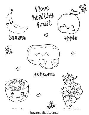 Sağlıklı Yiyecekler boyama sayfası – çocuk aktivitesi, PDF indir