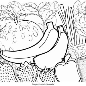 Sağlıklı Yiyecekler boyama sayfası – yaratıcılığı geliştirir, keyifli zaman