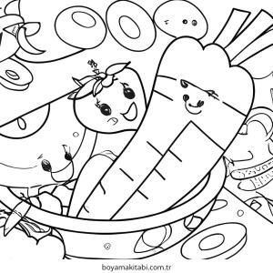 Sağlıklı Yiyecekler boyama sayfası – renkli çizimler, okul öncesi