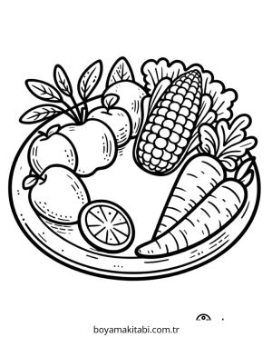 Sağlıklı Yiyecekler boyama sayfası – eğitici aktivite, yaratıcılık
