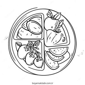 Sağlıklı Yiyecekler boyama sayfası – kolay boyama, eğitici aktivite
