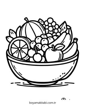 Sağlıklı Yiyecekler boyama sayfası – evde etkinlik, ücretsiz yazdır