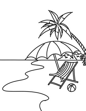 Sahil boyama sayfası,  coloring page, Basit Plaj, 