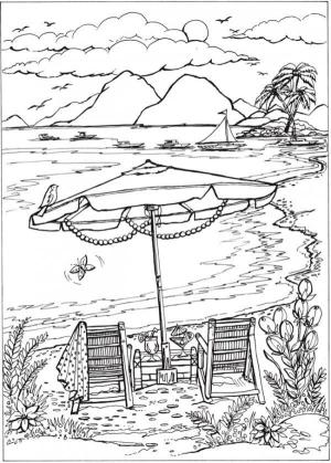 Sahil boyama sayfası,  coloring page, Güzel Sahil Manzarası, 