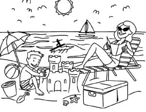 Sahil boyama sayfası,  coloring page, Sahilde Dinlenmek, 