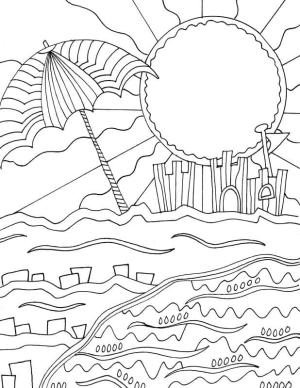 Sahil boyama sayfası,  coloring page, Yaz Plajı Yazdırılabilir, 