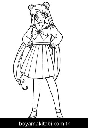 Sailor Moon boyama sayfası – eğlenceli etkinlik, el becerilerini geliştirir