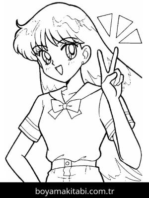 Sailor Moon boyama sayfası – kolay boyama, eğitici aktivite