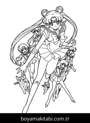 Sailor Moon boyama sayfası – eğitici aktivite, yaratıcılık