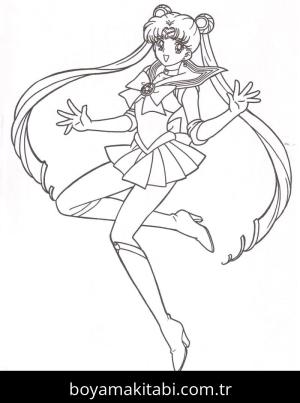 Sailor Moon boyama sayfası – renkli çizimler, okul öncesi