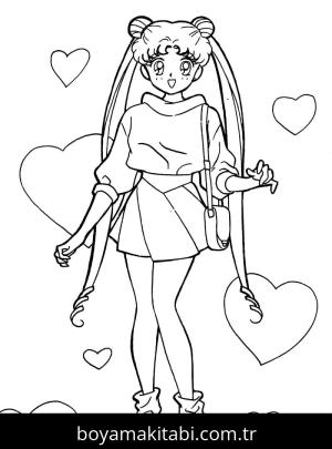 Sailor Moon boyama sayfası – sanatsal çalışma, çocuklar için