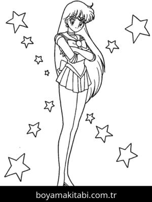 Sailor Moon boyama sayfası – çocuklar için, çizgi film temalı