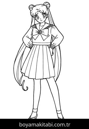 Sailor Moon boyama sayfası – el becerilerini geliştirir, boyama çalışması