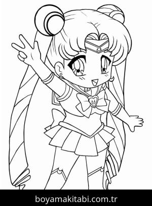 Sailor Moon boyama sayfası – çocuk aktivitesi, PDF indir