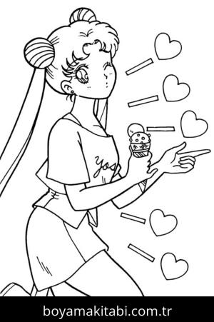 Sailor Moon boyama sayfası – kolay boyama, eğitici aktivite