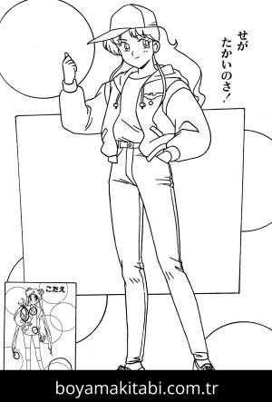 Sailor Moon boyama sayfası – basit çizim, kolay boyama