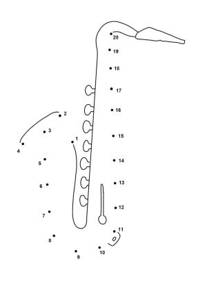 Saksafon boyama sayfası,  coloring page, Sayıya Göre Temel Saksafon Rengi, 