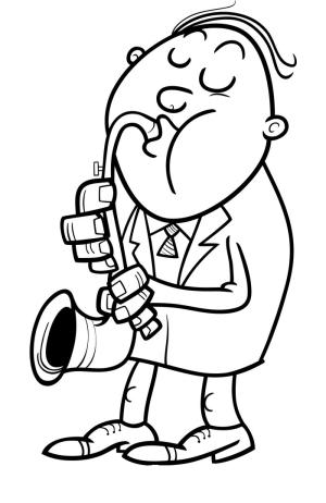 Saksafon boyama sayfası,  coloring page, Man With Saxophone, 