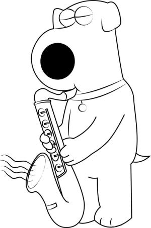 Saksafon boyama sayfası,  coloring page, Brian Griffin Saksafon çalıyor, 