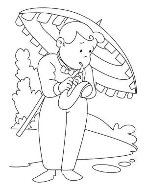 Saksafon boyama sayfası,  coloring page, Saksafon çalan çocuk, 