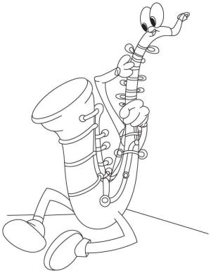 Saksafon boyama sayfası,  coloring page, Karikatür Saksafon, 