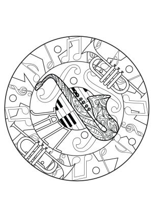 Saksafon boyama sayfası,  coloring page, Saksafon Yetişkinler içindir, 