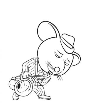 Saksafon boyama sayfası,  coloring page, Mike Saksafon çalıyor, 