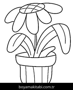 Saksı boyama sayfası – kolay boyama, eğitici aktivite