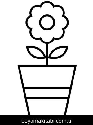 Saksı boyama sayfası – çizgi film temalı, basit çizim