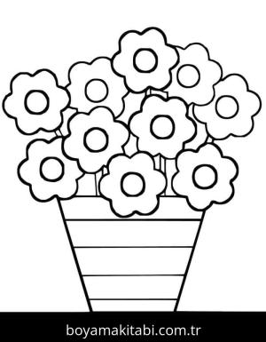 Saksı boyama sayfası – el becerilerini geliştirir, boyama çalışması