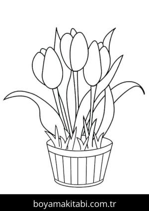 Saksı boyama sayfası – yaratıcılık, eğlenceli etkinlik