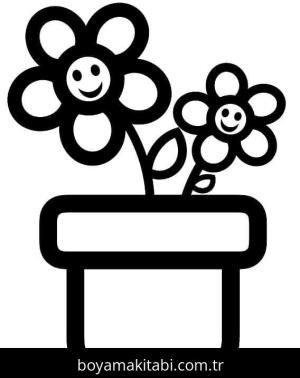 Saksı boyama sayfası – kolay boyama, eğitici aktivite