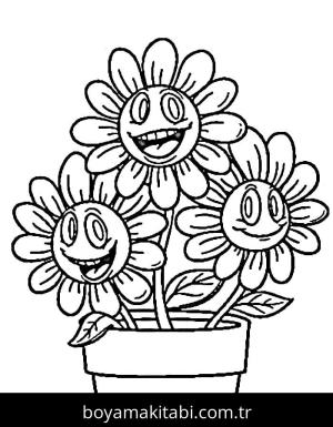 Saksı boyama sayfası – PDF indir, sevimli karakter
