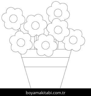 Saksı boyama sayfası – renkli çizimler, okul öncesi