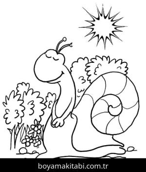 Salyangoz boyama sayfası – çizgi film temalı, basit çizim