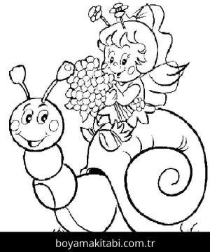 Salyangoz boyama sayfası – basit çizim, kolay boyama