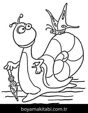 Salyangoz boyama sayfası – çocuk aktivitesi, PDF indir