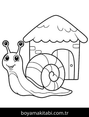 Salyangoz boyama sayfası – basit çizim, kolay boyama